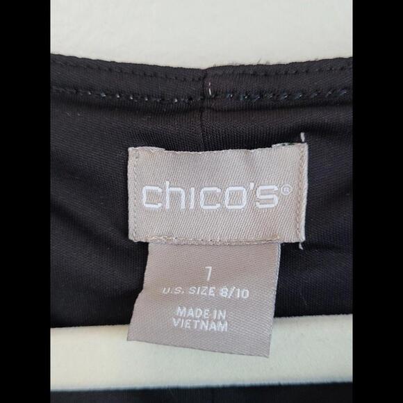 Chicos Dress Size 1 Grey Medium 8 - 10 Stretchy 3/4 Sleeves Assymetrical Hem - Picture 2 of 8